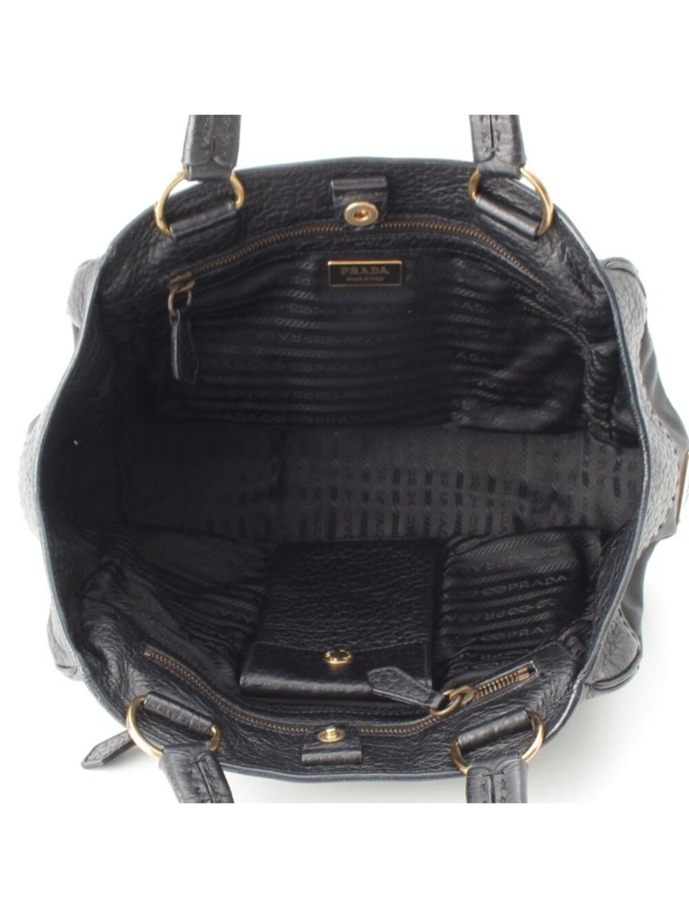 Prada Leather Nylon Trim Handbag Black - Picture 7 of 10